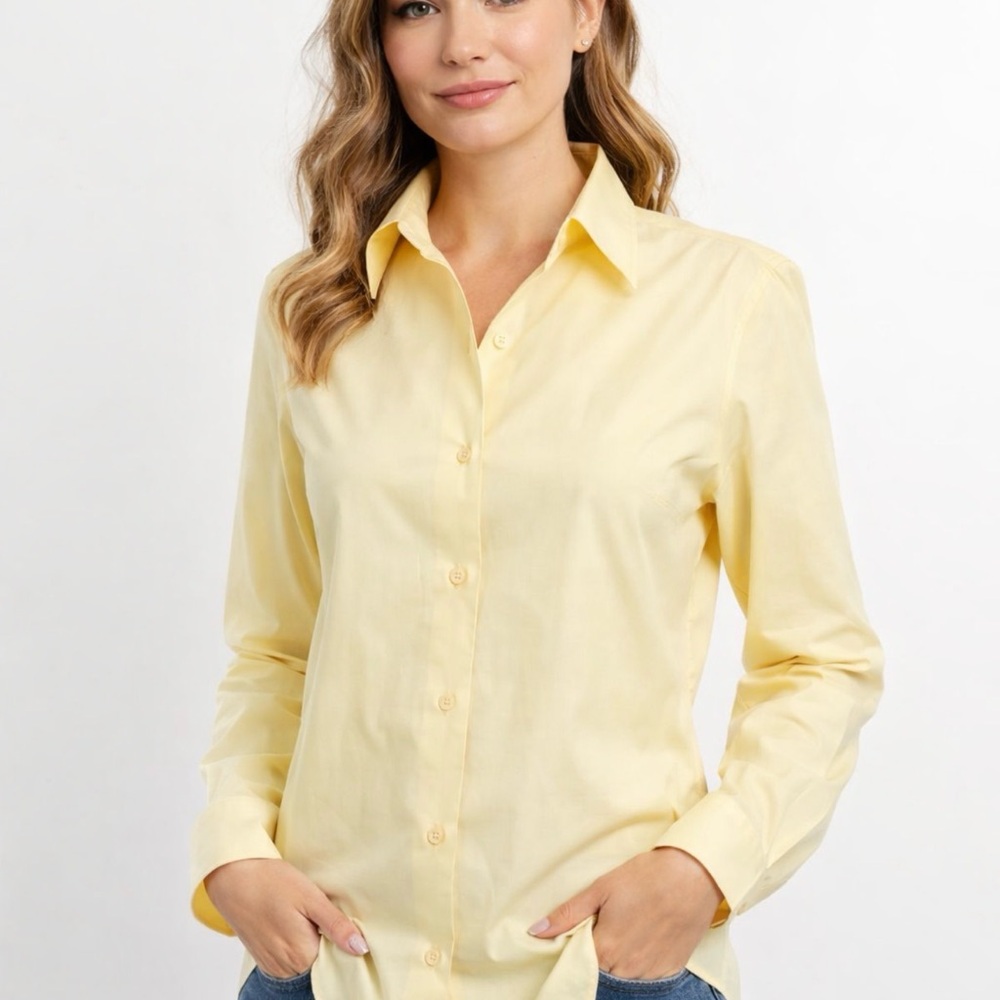 Nina McLemore Soft Yellow Button-Up Shirt – Polished Classic